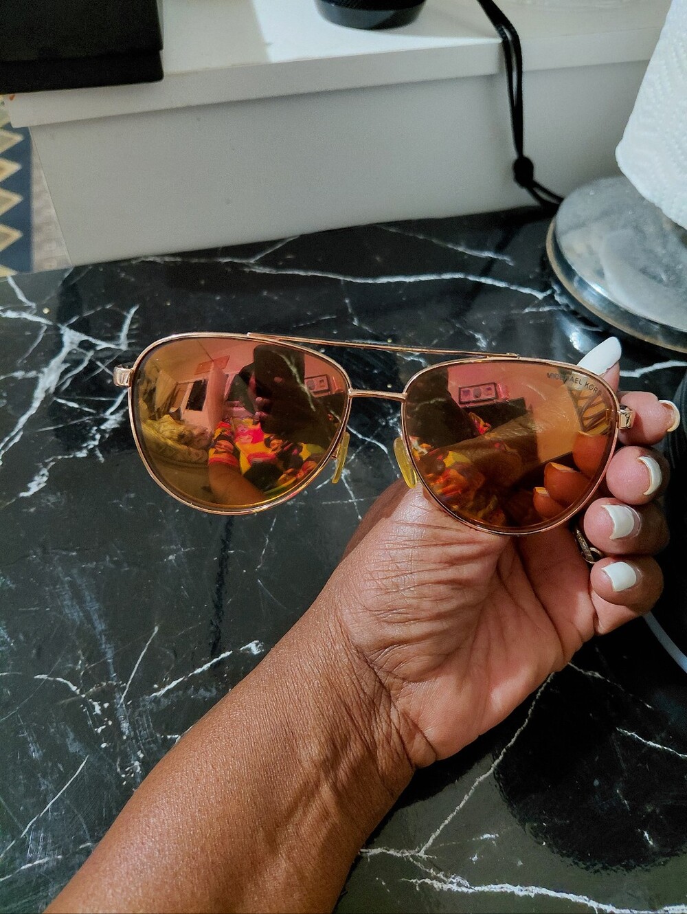 Michael Kors Rose Gold Mirrored Aviator Sunglasses